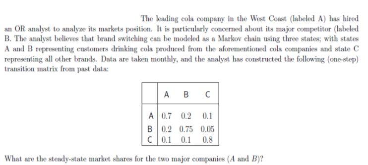 hi someone please help me answer my markov chains