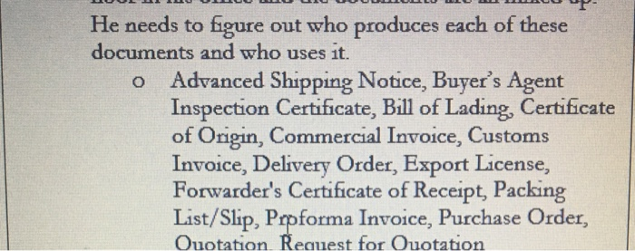 O UP- He needs to figure out who produces each of