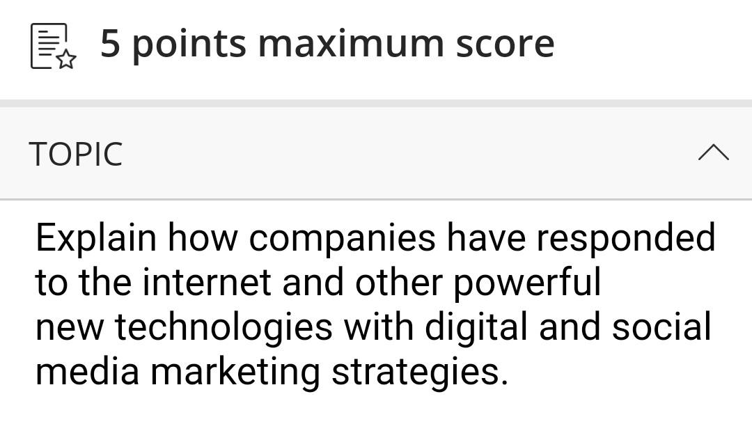 5 points maximum score TOPIC ^ Explain how