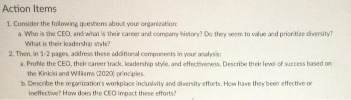 Action Items 1. Consider the following questions