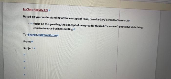 In Class Activity - Business Communications "In