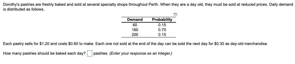 Dorothy's pastries are freshly baked and sold at