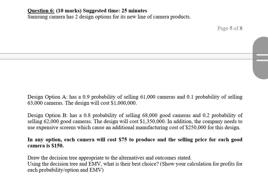 Question 6: (10 marks) Suggested time: 25 minutes