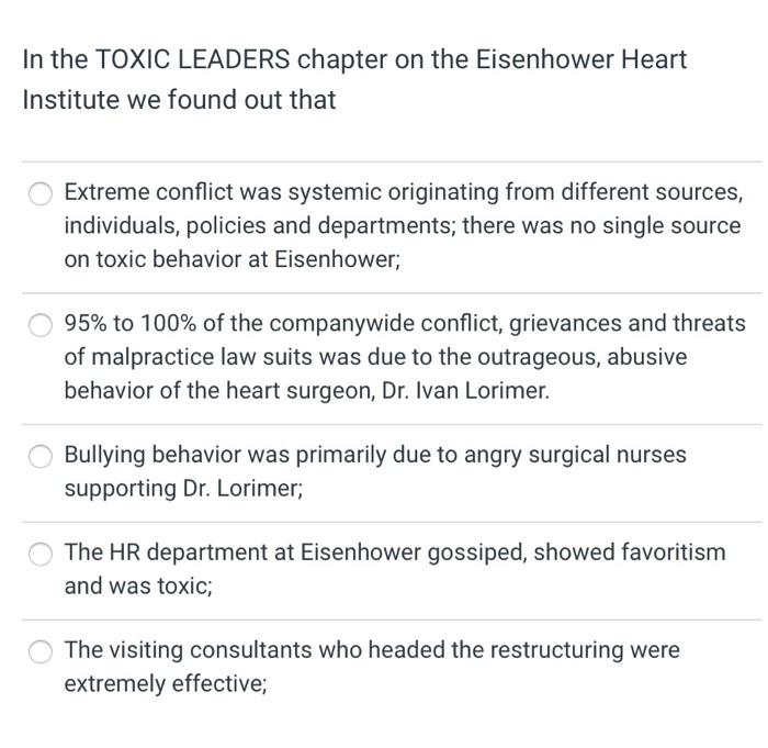 In the TOXIC LEADERS chapter on the Eisenhower