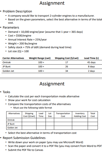 - Problem Description - A company would like to