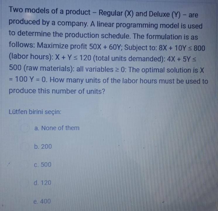 Two models of a product - Regular (X) and Deluxe
