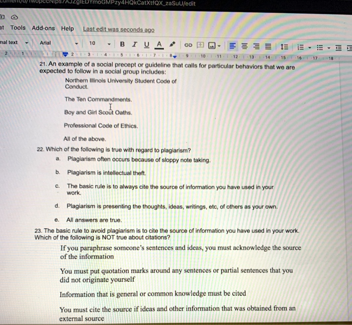 21. An example of a social precept or guideline