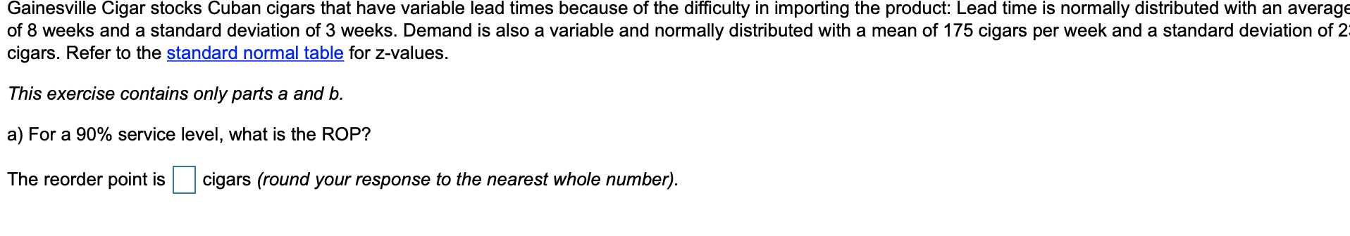 b) What is the ROP for a 96% service level?