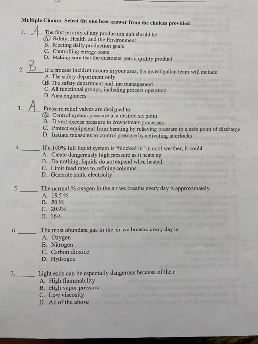 2.B Multiple Choice: Select the one best answer