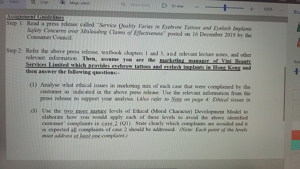 Select Crop Magic select Mixed reality D 3D view