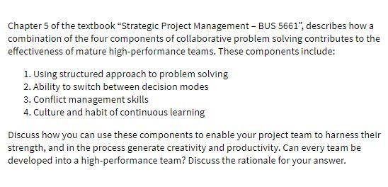Chapter 5 of the textbook "Strategic Project