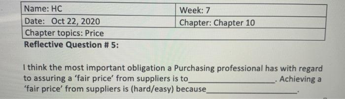 reflective question #5 Name: HC Date: Oct 22,