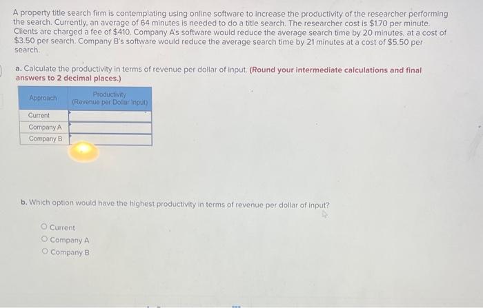 A property title search firm is contemplating