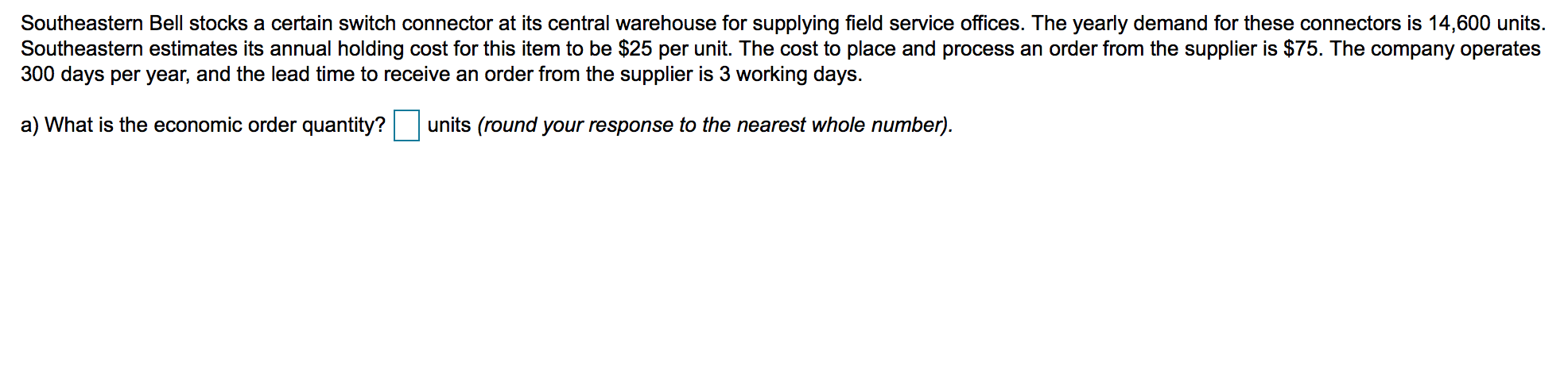 Southeastern Bell stocks a certain switch