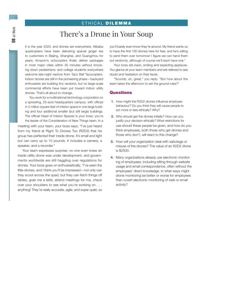 Type or paste question here ETHICAL DILEMMA OB at