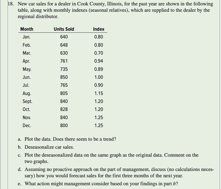 Problem #18: Complete in Excel as much as