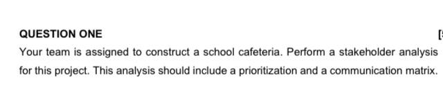 QUESTION ONE [= Your team is assigned to