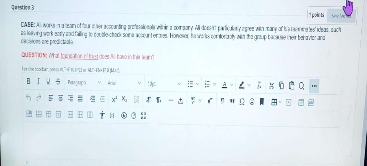 q3 Question 3 1 points Save Answer CASE: Ali