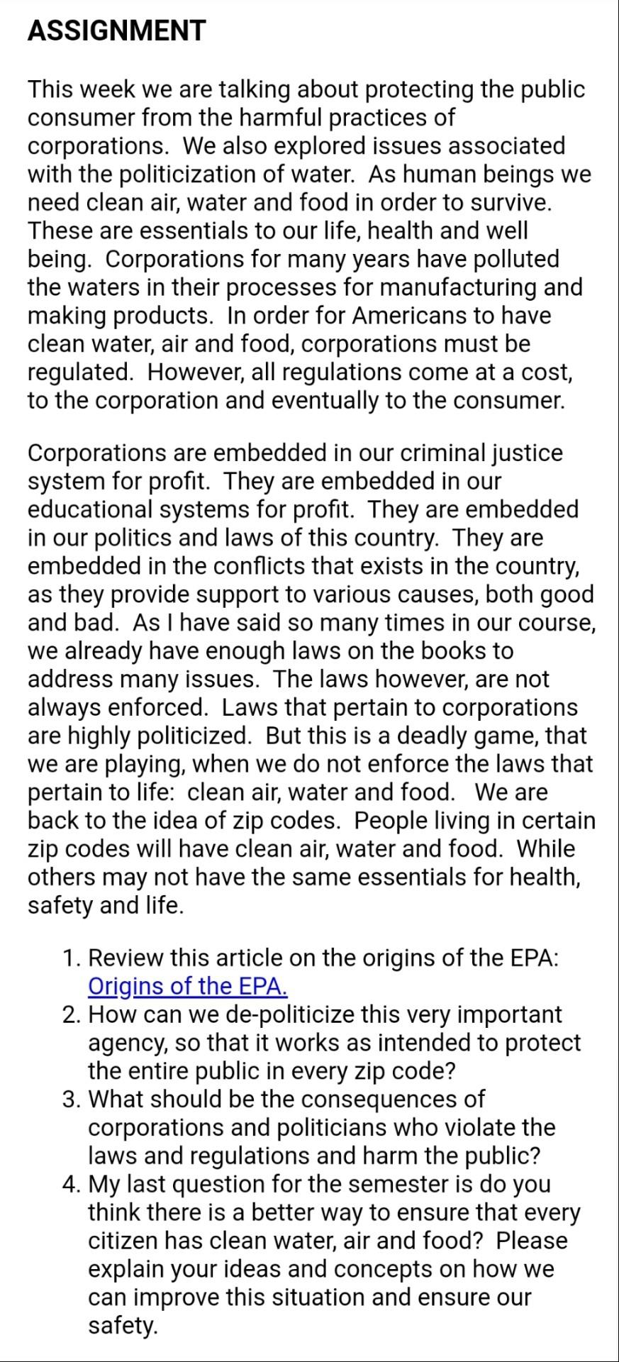 ASSIGNMENT This week we are talking about