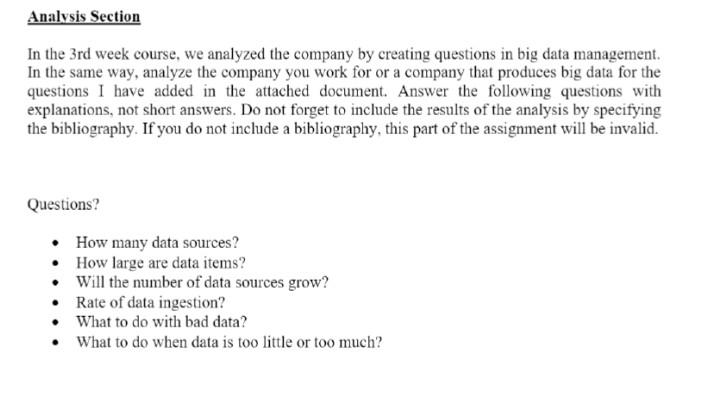 Analysis Section In the 3rd week course, we