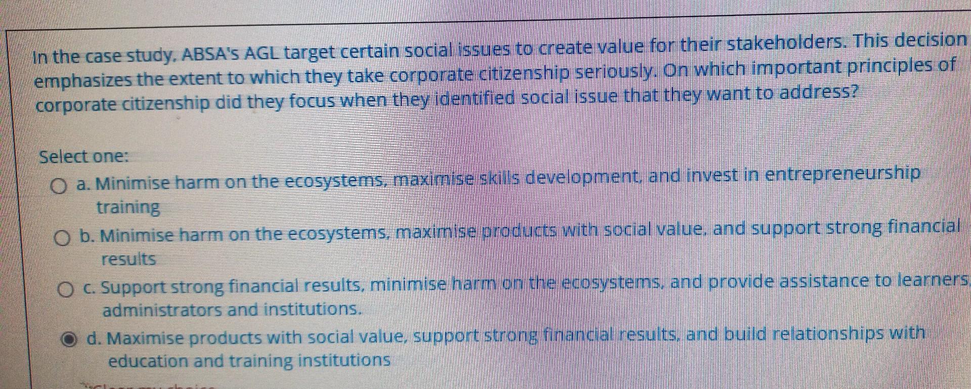 In the case study, ABSA's AGL target certain