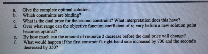 2. The following linear programming problem has