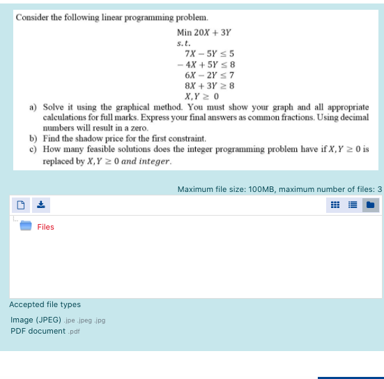 Consider the following linear programming