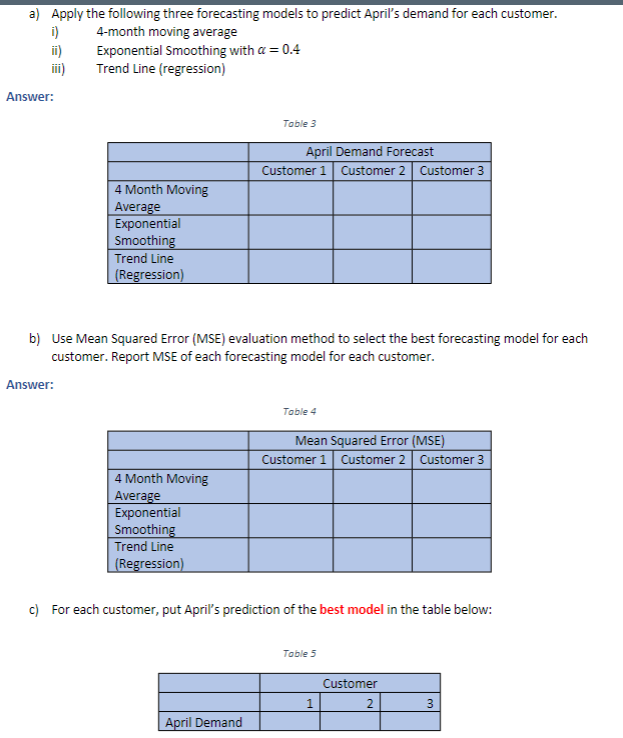 Question 3) (40 points) Consider a transportation