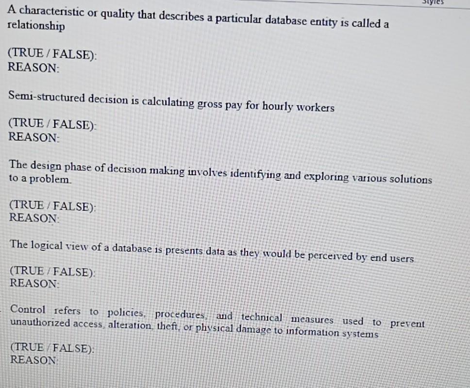 A characteristic or quality that describes a