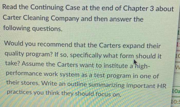 Read the Continuing Case at the end of Chapter 3