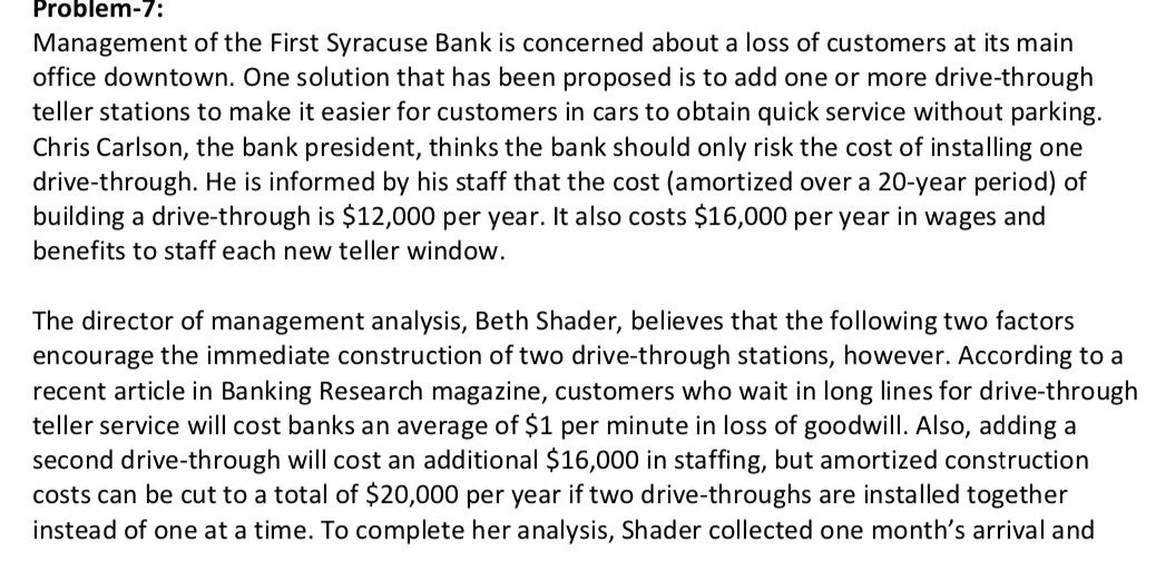 Problem-7: Management of the First Syracuse Bank