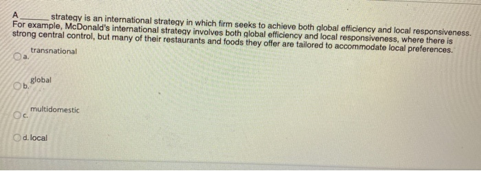 strategy is an international strategy in which