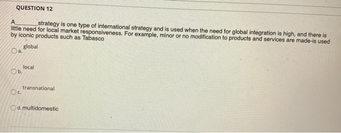 strategy is an international strategy in which