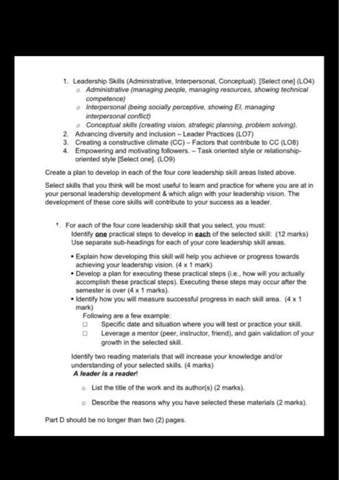 1. Leadership Skills (Administrative,