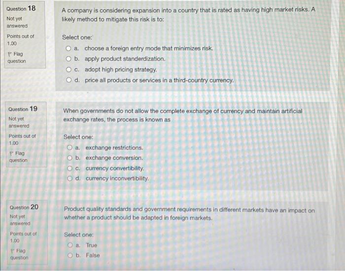 Question 16 Not yet answered Points out of 1.00