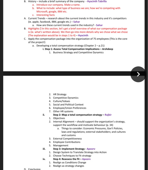 B. History - include a brief summary of the