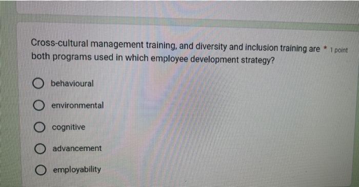 Cross-cultural management training, and diversity