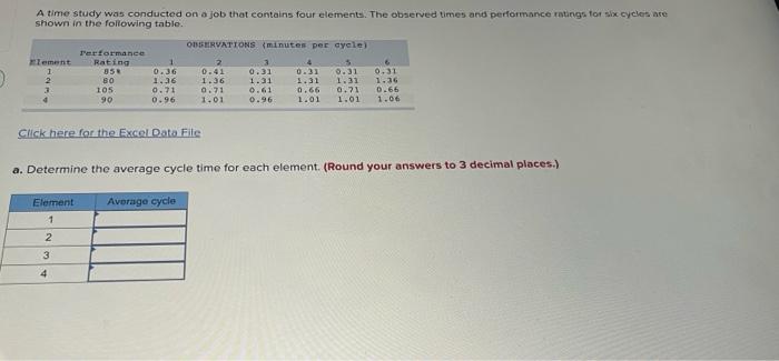 please answer parts a, b, and c A time study was