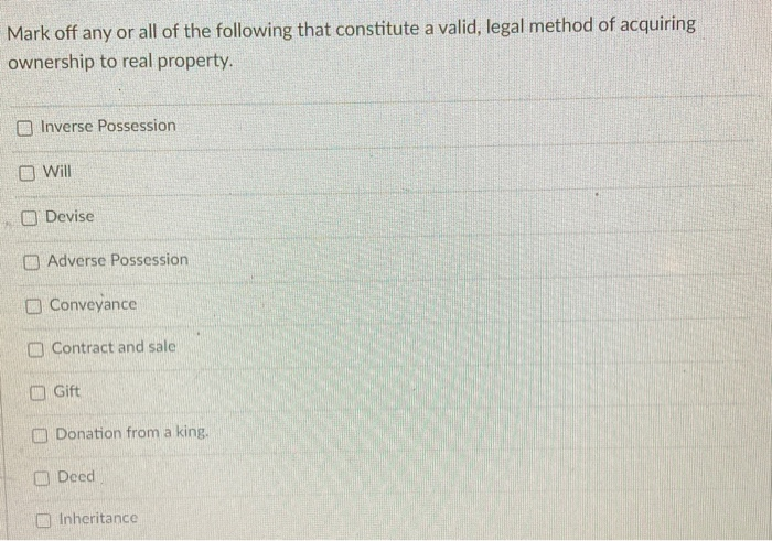 Mark off any or all of the following that