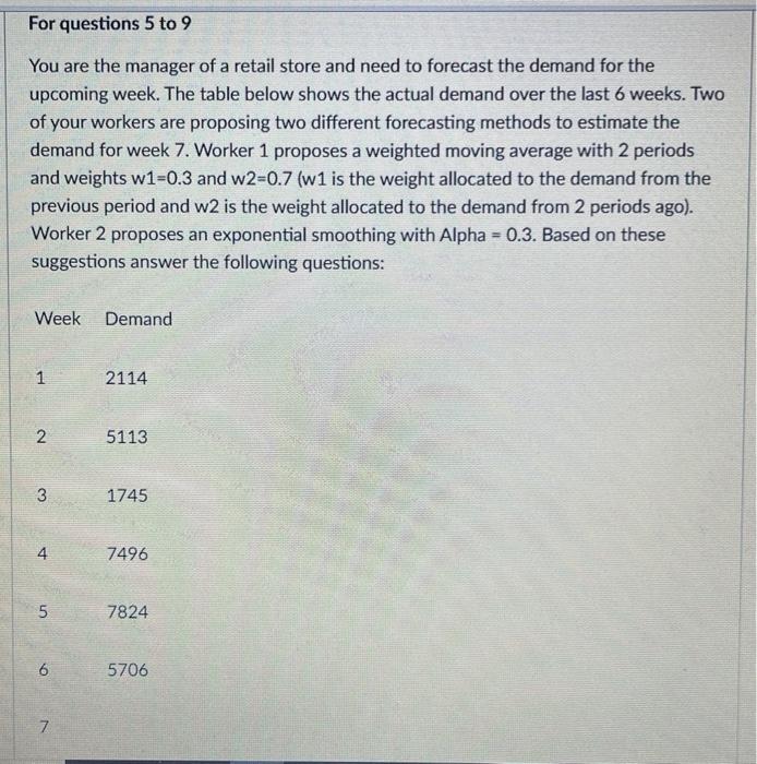 Please answer questions 5 through 9. Thank you!