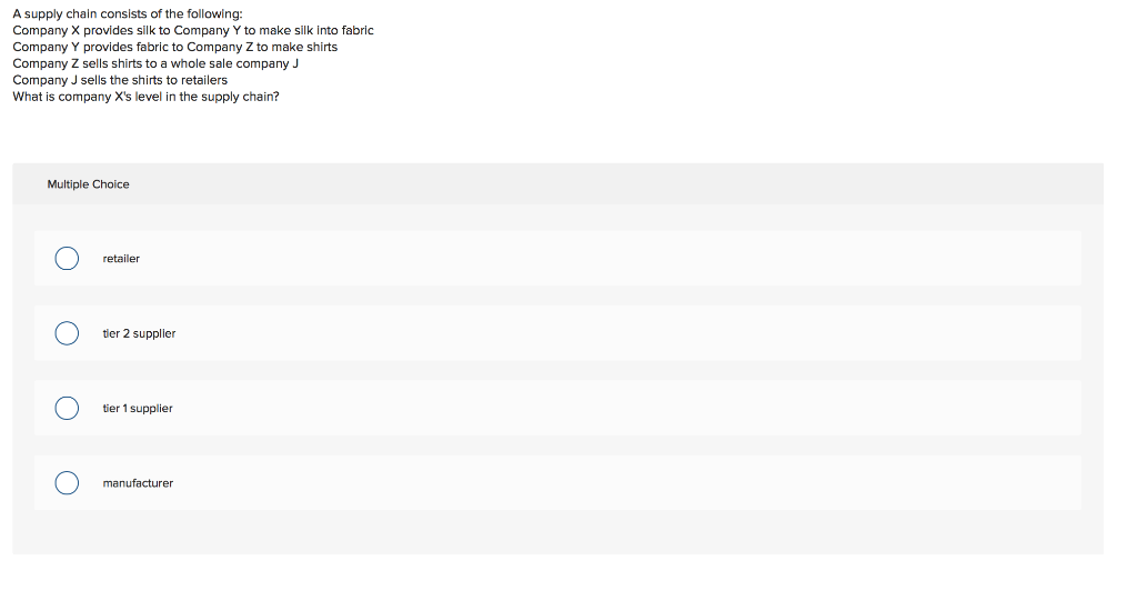 A supply chain consists of the following: Company