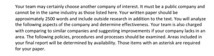 company analysis paper and presentation my