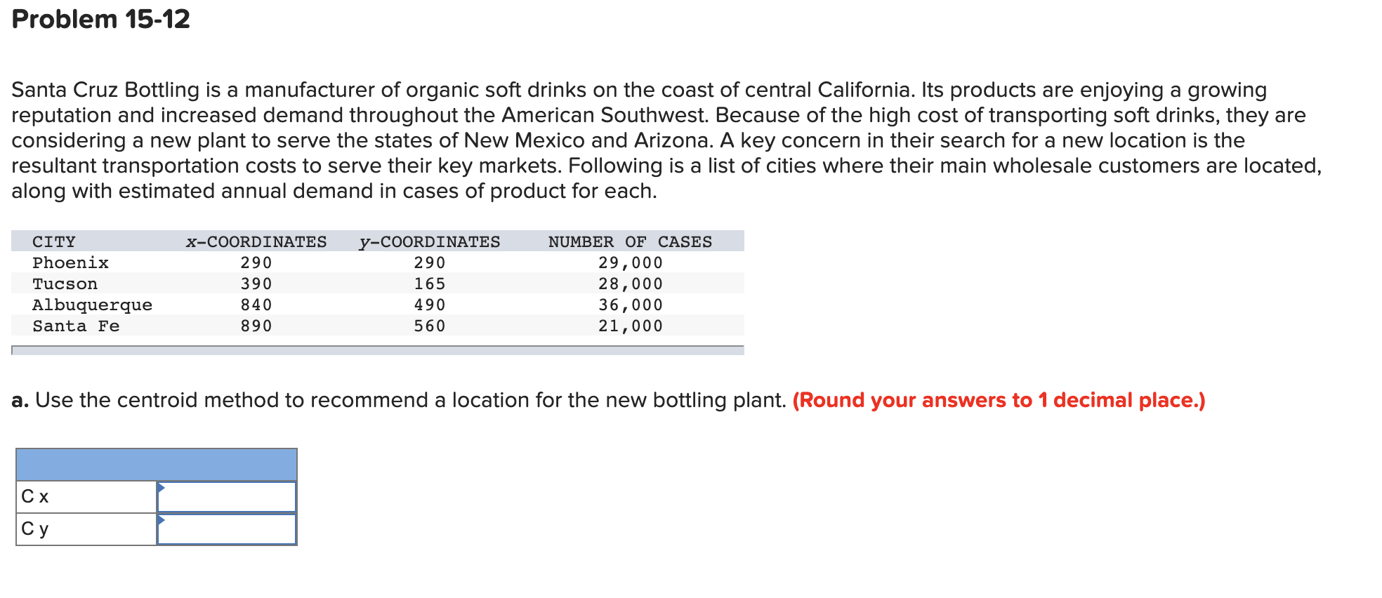 Problem 15-12 Santa Cruz Bottling is a