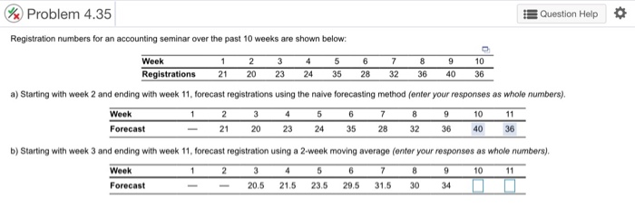 Week 8 9 6 28 7 32 10 36 36 40 Problem 4.35