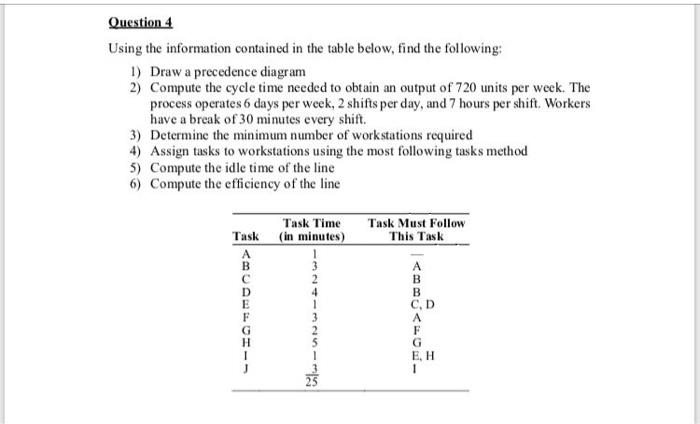 Question 4 Using the information contained in the