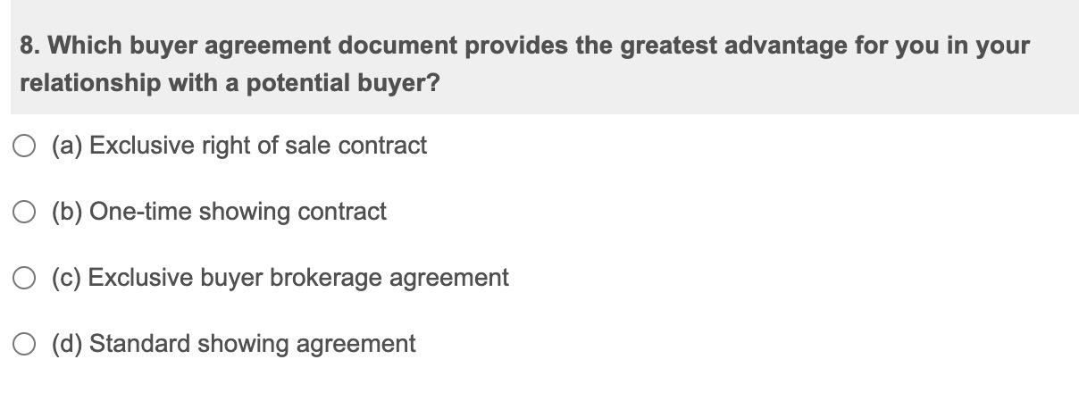 8. Which buyer agreement document provides the