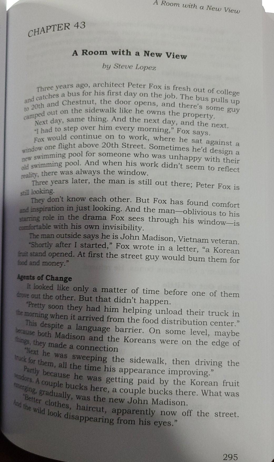 Please read "Room with a New View" in Unit 6 of