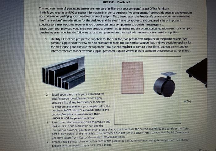IBM1003-Problem 3 You and your team of purchasing