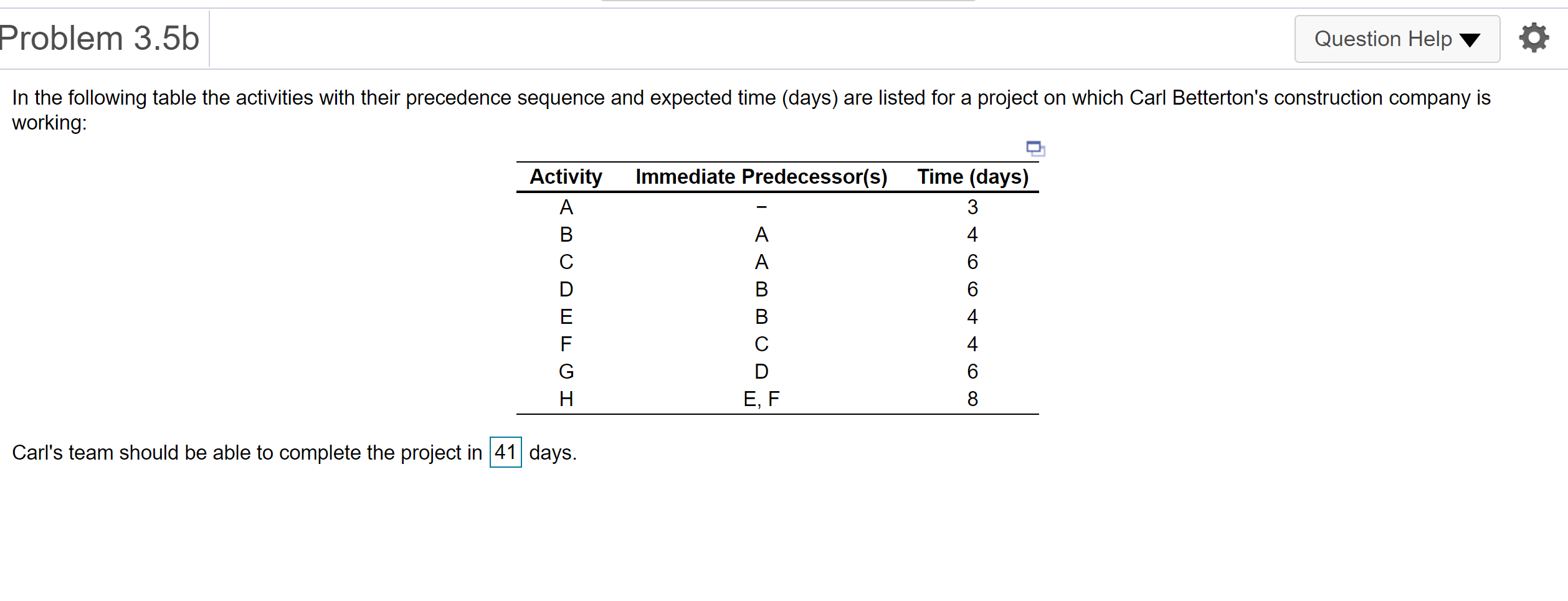 Problem 3.5b Question Help In the following table