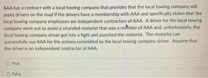 #10 AAA has a contract with a local towing